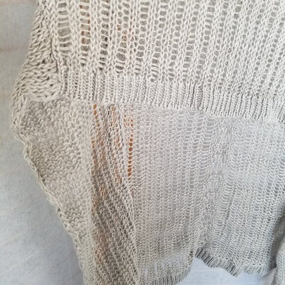 Sundance 100% Linen Crochet Top Size Medium Beige Short Sleeve Boho Festival - Picture 4 of 9